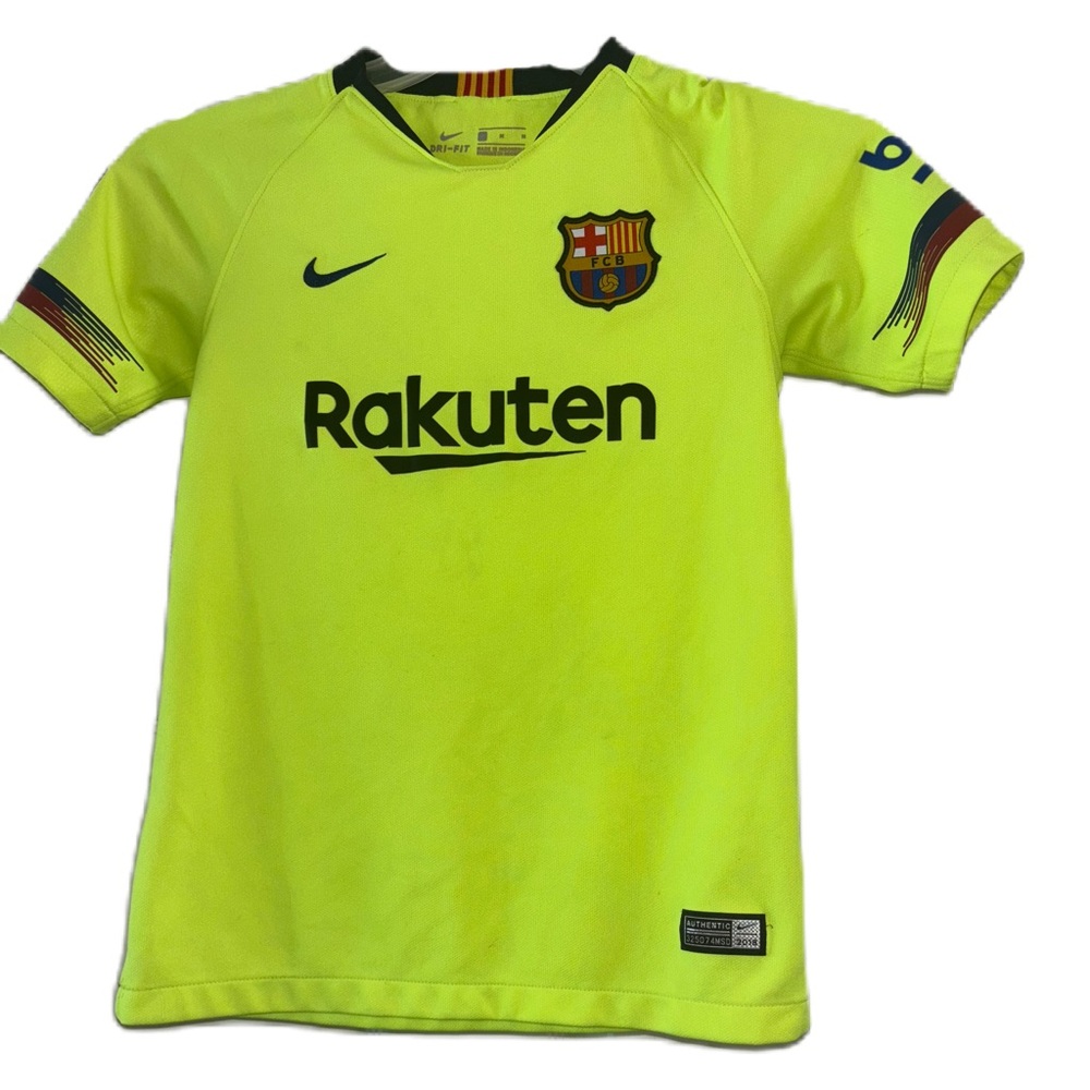 Nike Rakuten Unicef Kids Neon Yellow Soccer Jersey Size M
